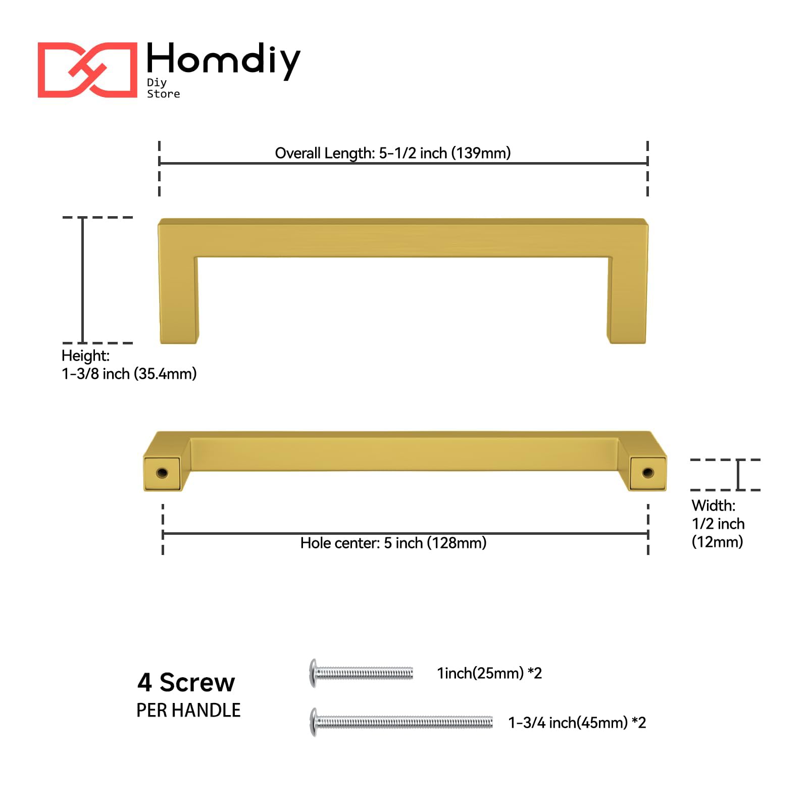 Homdiy 5-inch hole-center pull suited for quick cabinet updates.