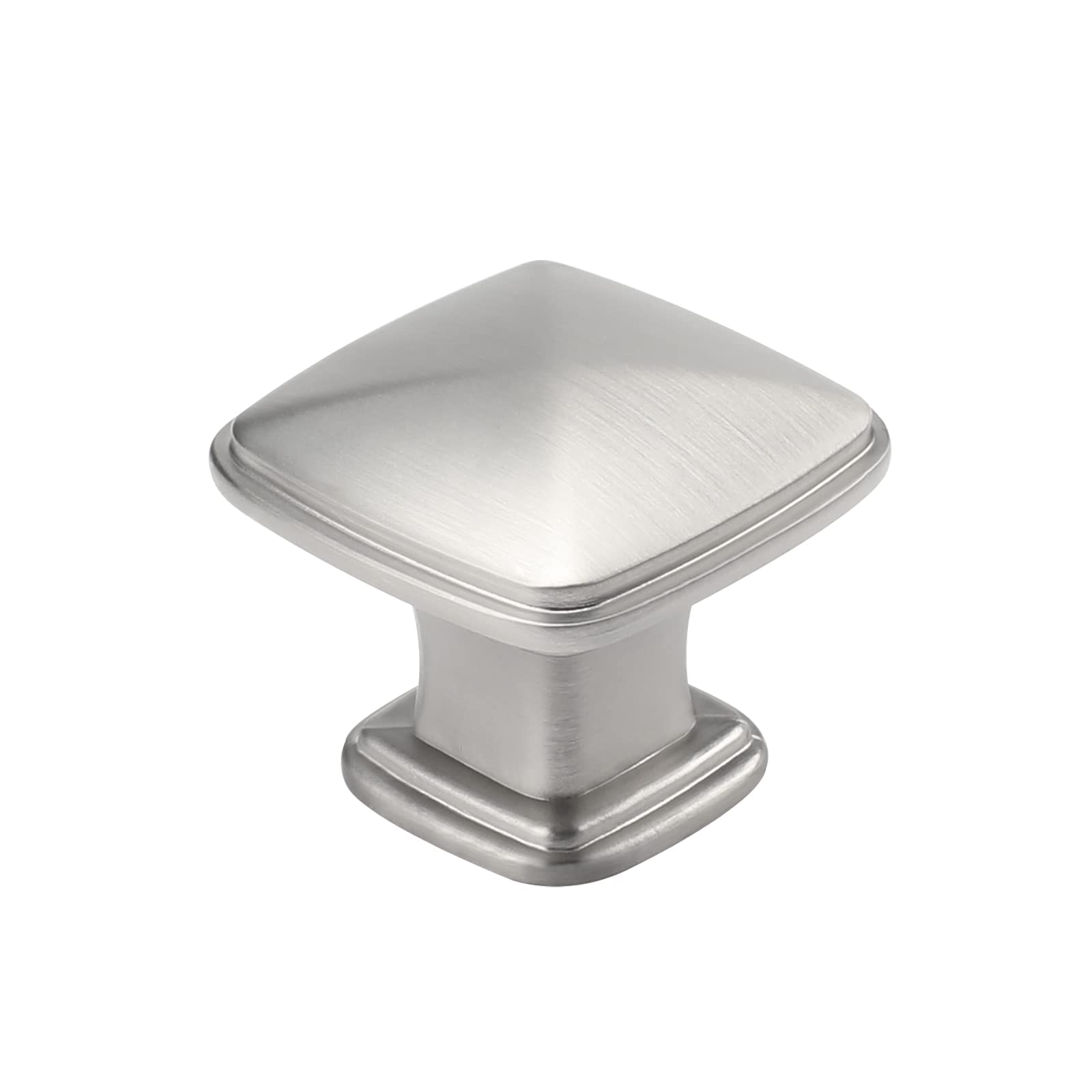 homdiy brushed nickel square cabinet knob close-up, durable zinc alloy for modern kitchen cabinets