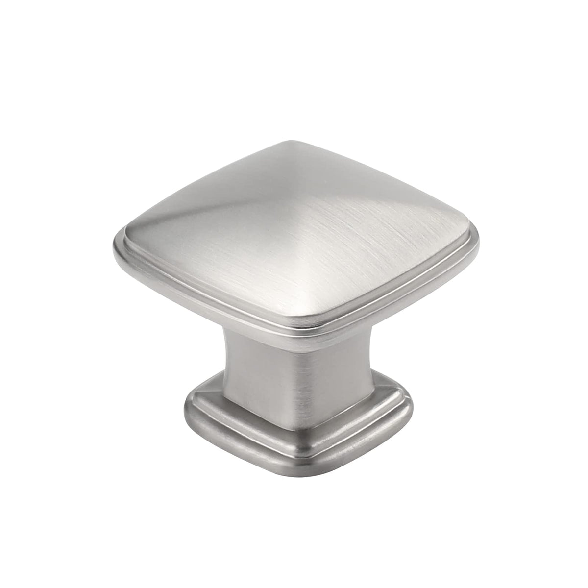 homdiy brushed nickel square cabinet knob close-up, durable zinc alloy for modern kitchen cabinets