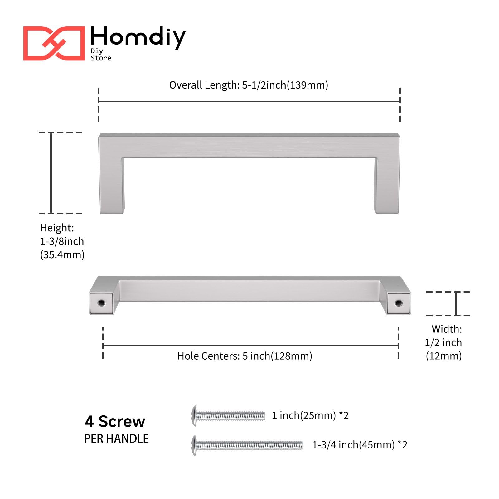 Homdiy brushed nickel square pull adds modern style to cabinets.
