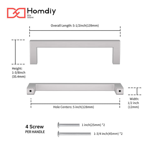 Homdiy brushed nickel square pull adds modern style to cabinets.