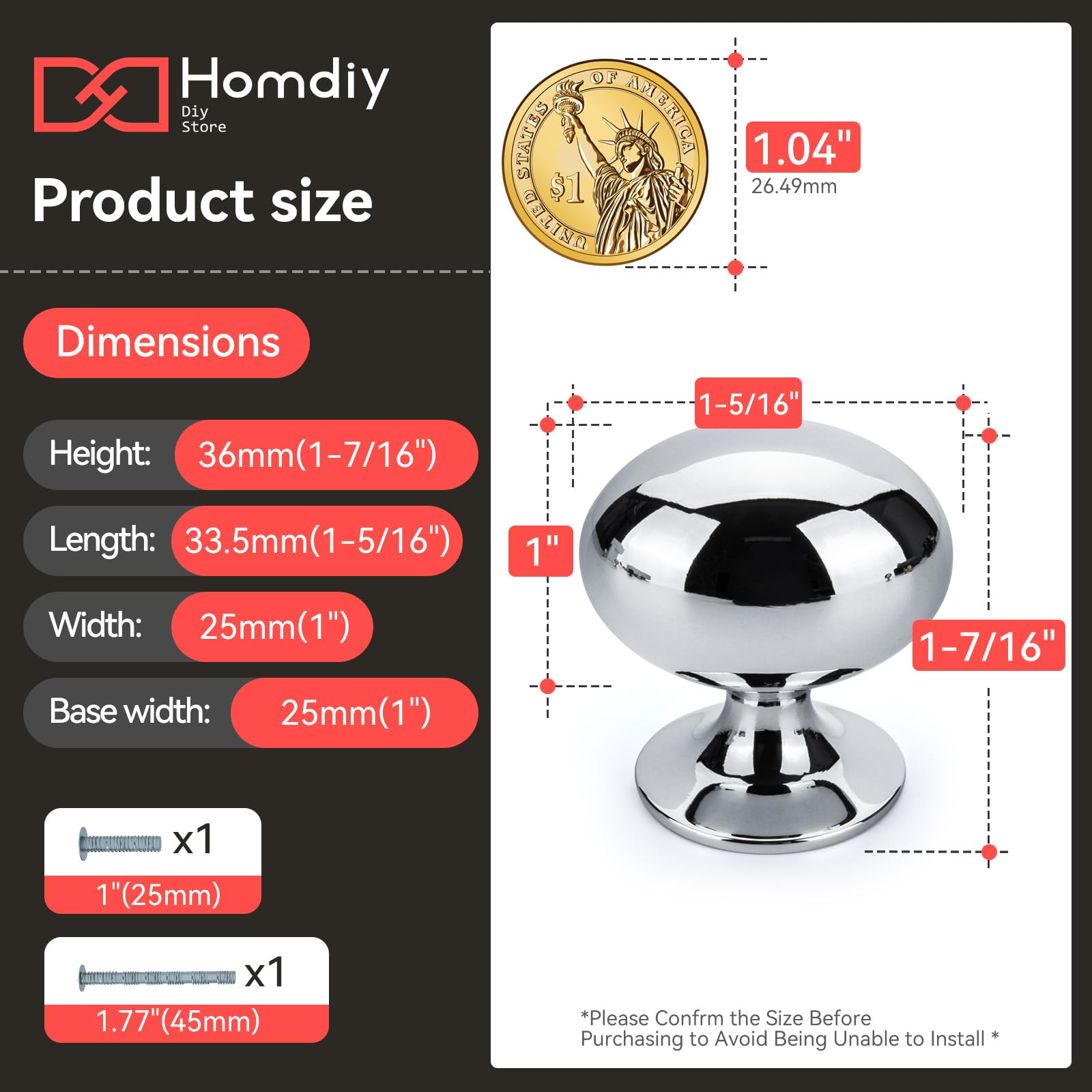 Homdiy chrome drawer knob set enhances furniture with a clean, contemporary look.