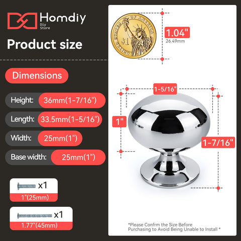 Homdiy chrome drawer knob set enhances furniture with a clean, contemporary look.