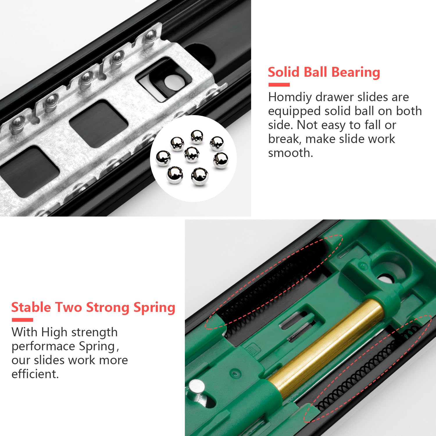Homdiy double anti drop design keeps drawers secure