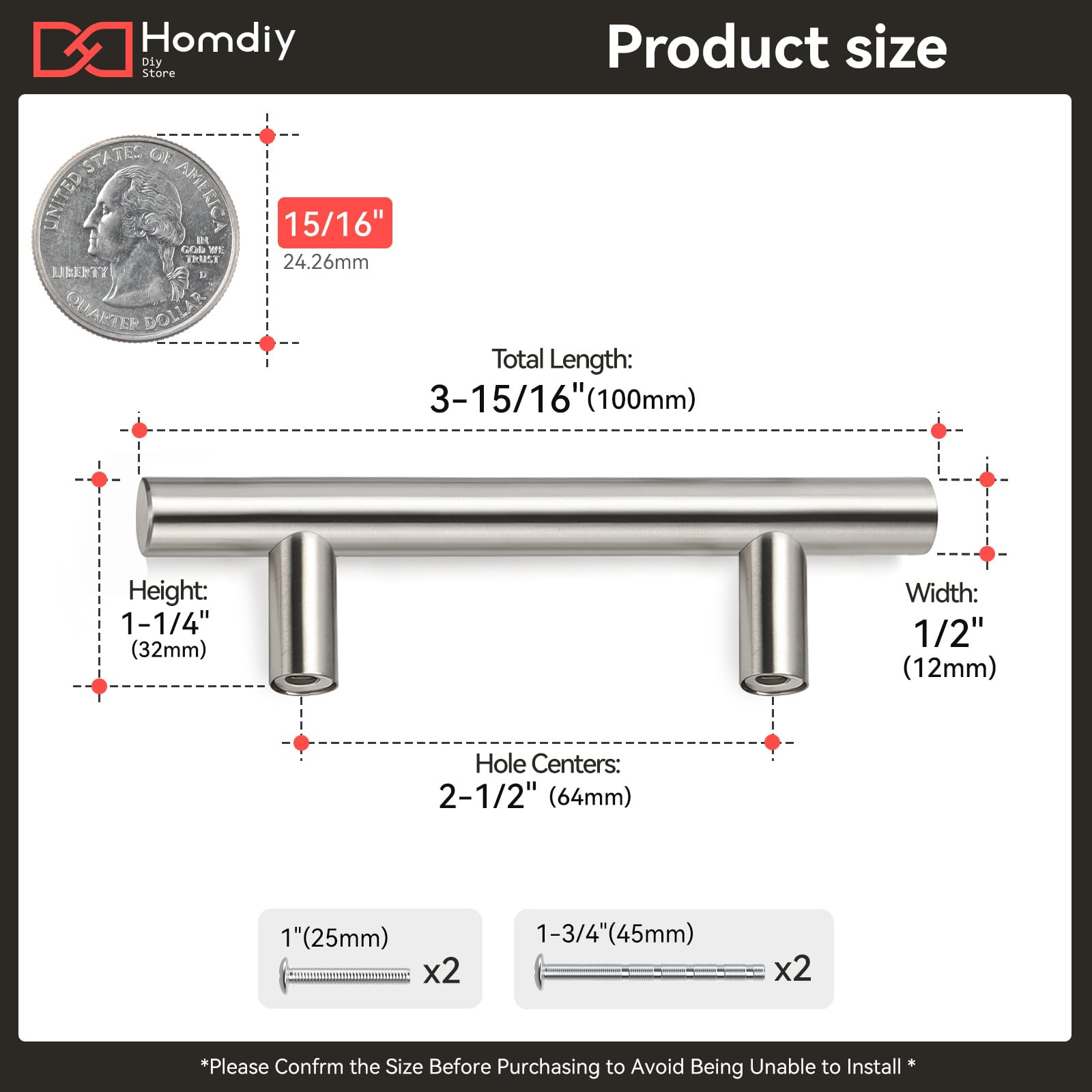 Homdiy euro T-bar drawer pulls in brushed nickel add modern flair and easy grip.