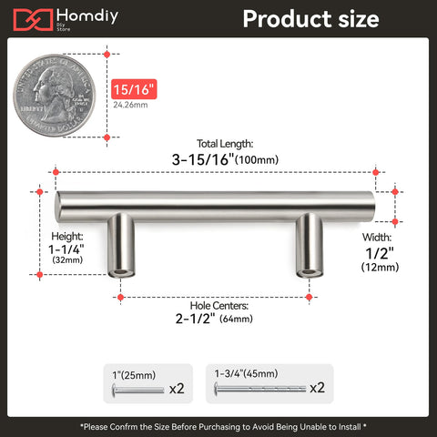 Homdiy euro T-bar drawer pulls in brushed nickel add modern flair and easy grip.