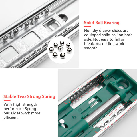 Homdiy full-extension drawer slide provides smooth access to every item.