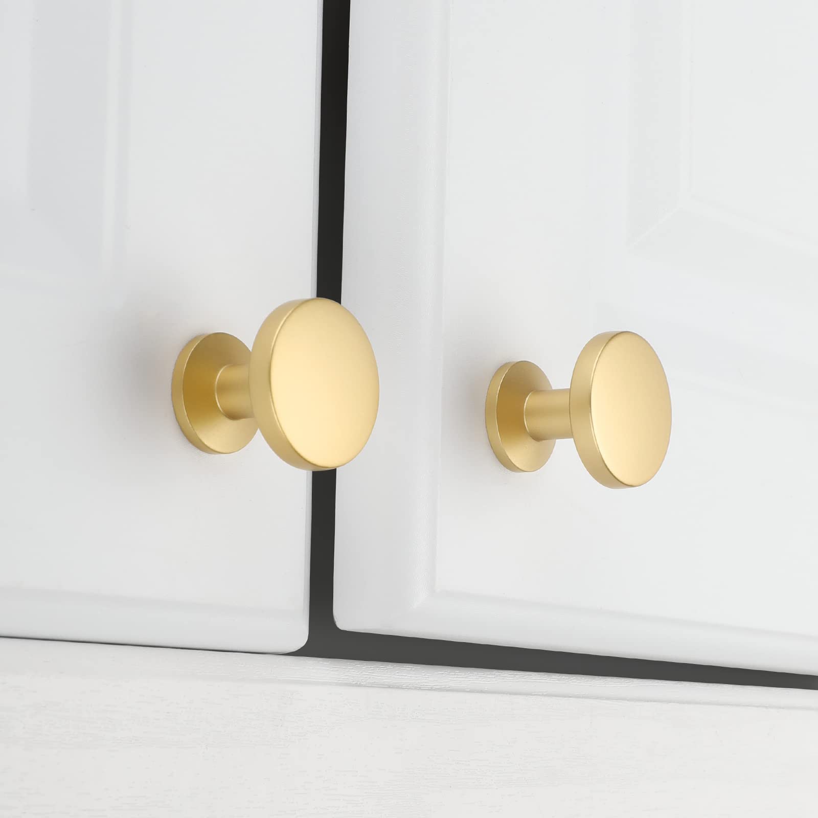 homdiy gold brushed brass cabinet knob on kitchen cabinet door