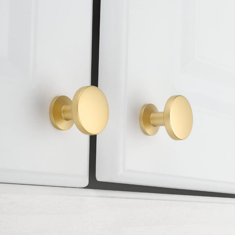 homdiy gold brushed brass cabinet knob on kitchen cabinet door