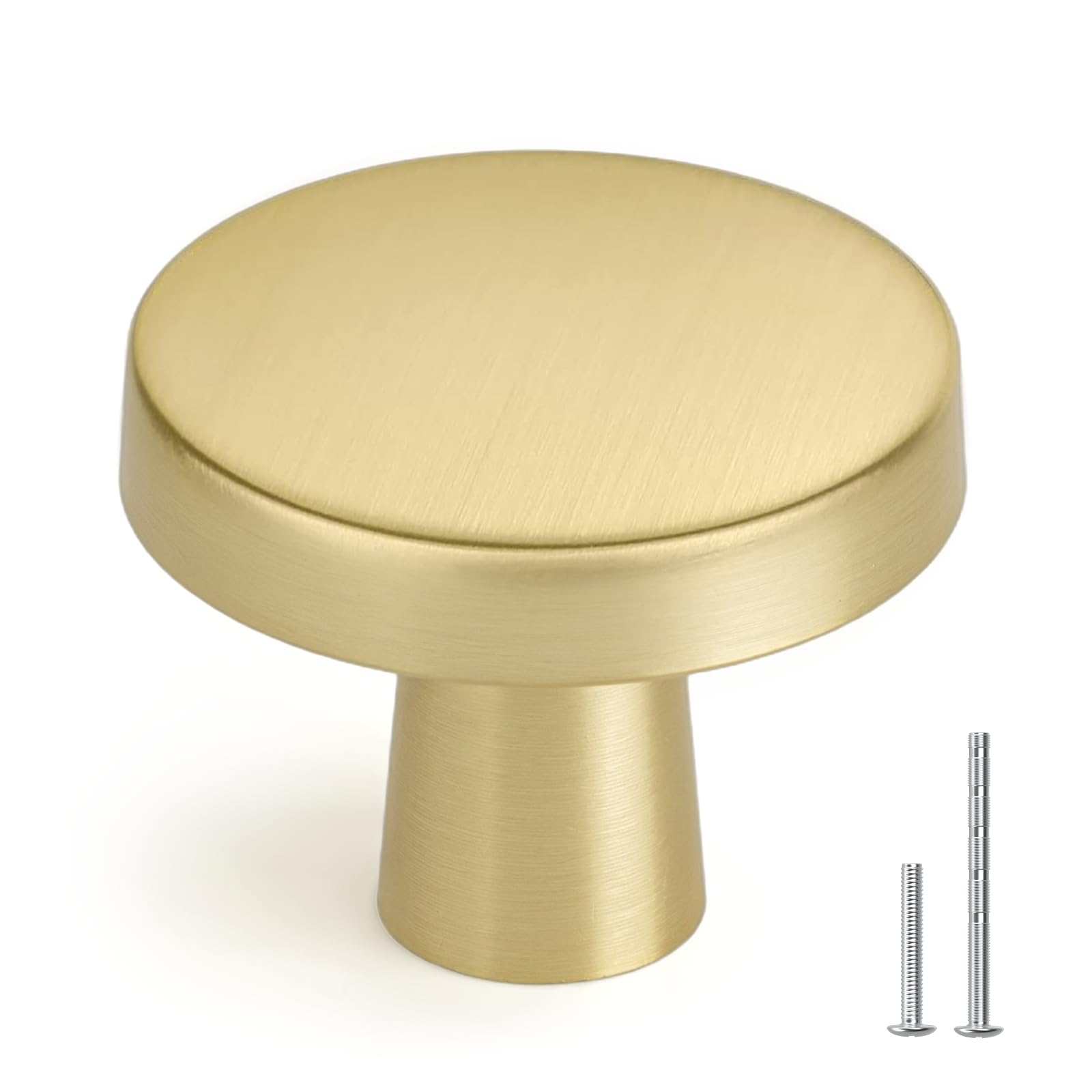 Homdiy gold cabinet knob, round brushed-brass finish, enhances durability and style.