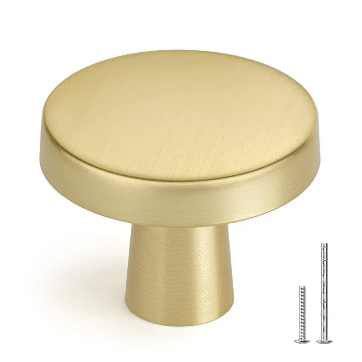 Homdiy gold cabinet knob, round brushed-brass finish, enhances durability and style.