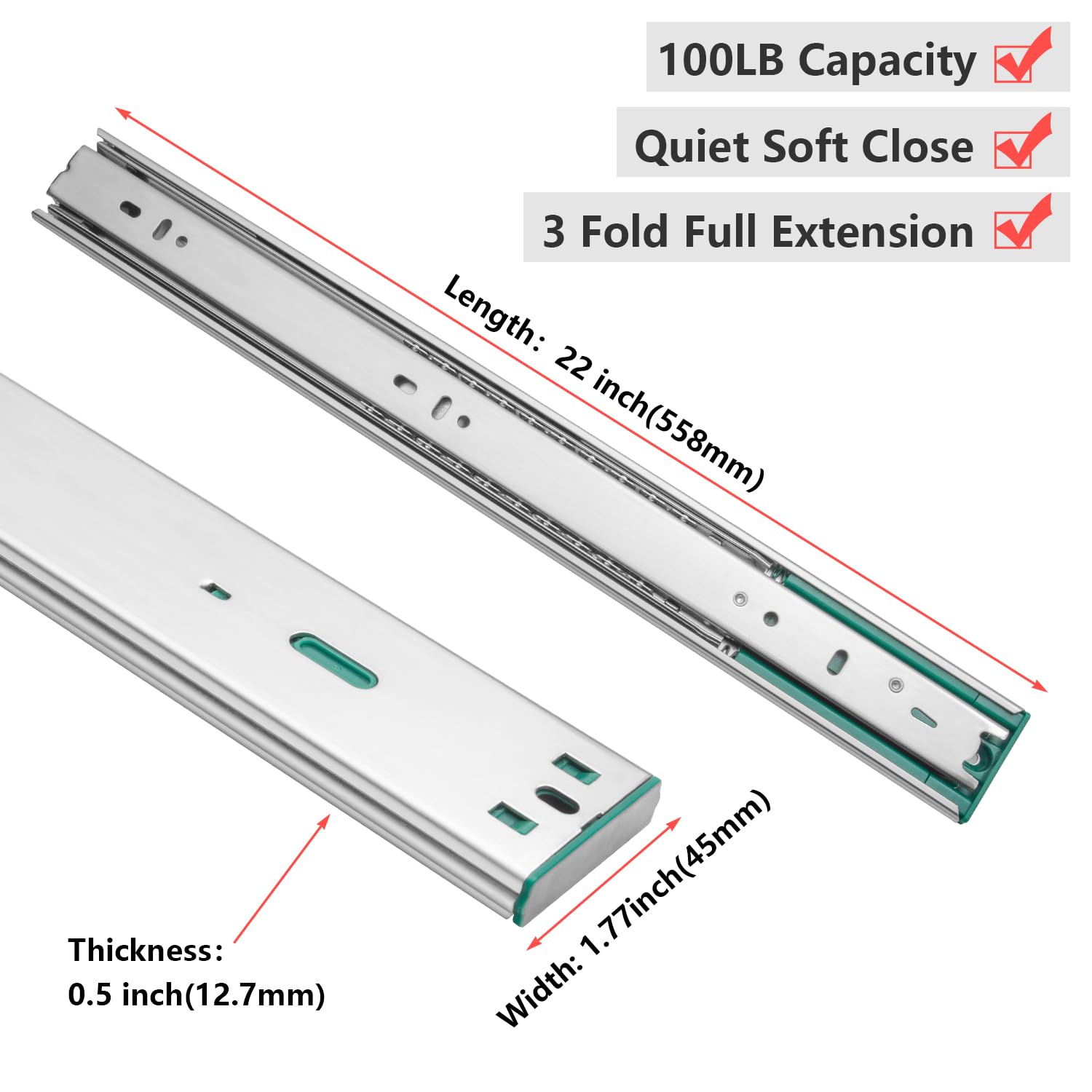 Homdiy heavy-duty steel rails resist corrosion for long-lasting cabinet performance.