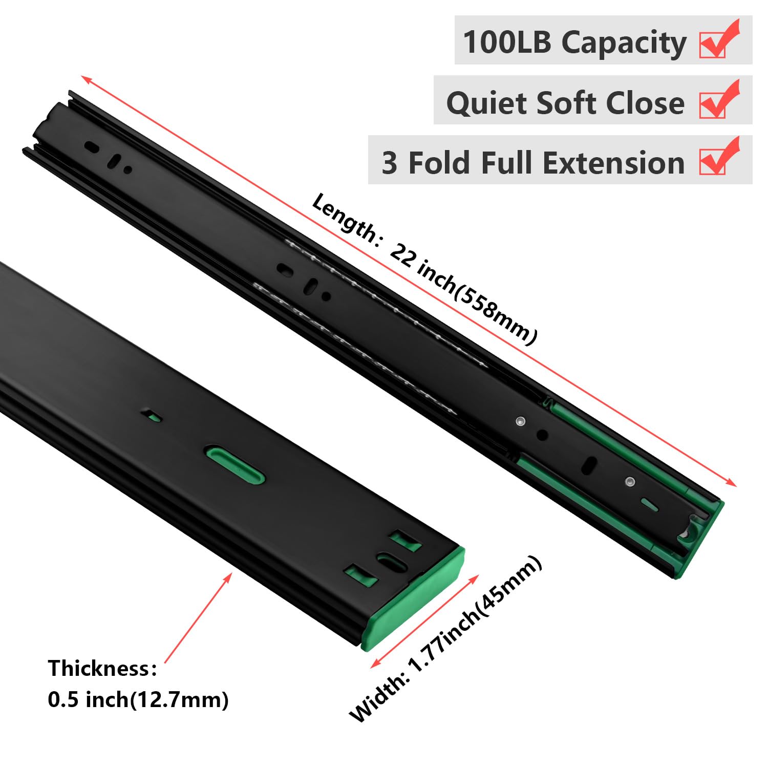 Homdiy soft close drawer slides with damper for quiet closing