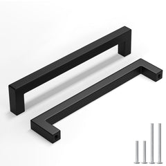 Homdiy square drawer pull in matte black with 160mm spacing for a modern kitchen