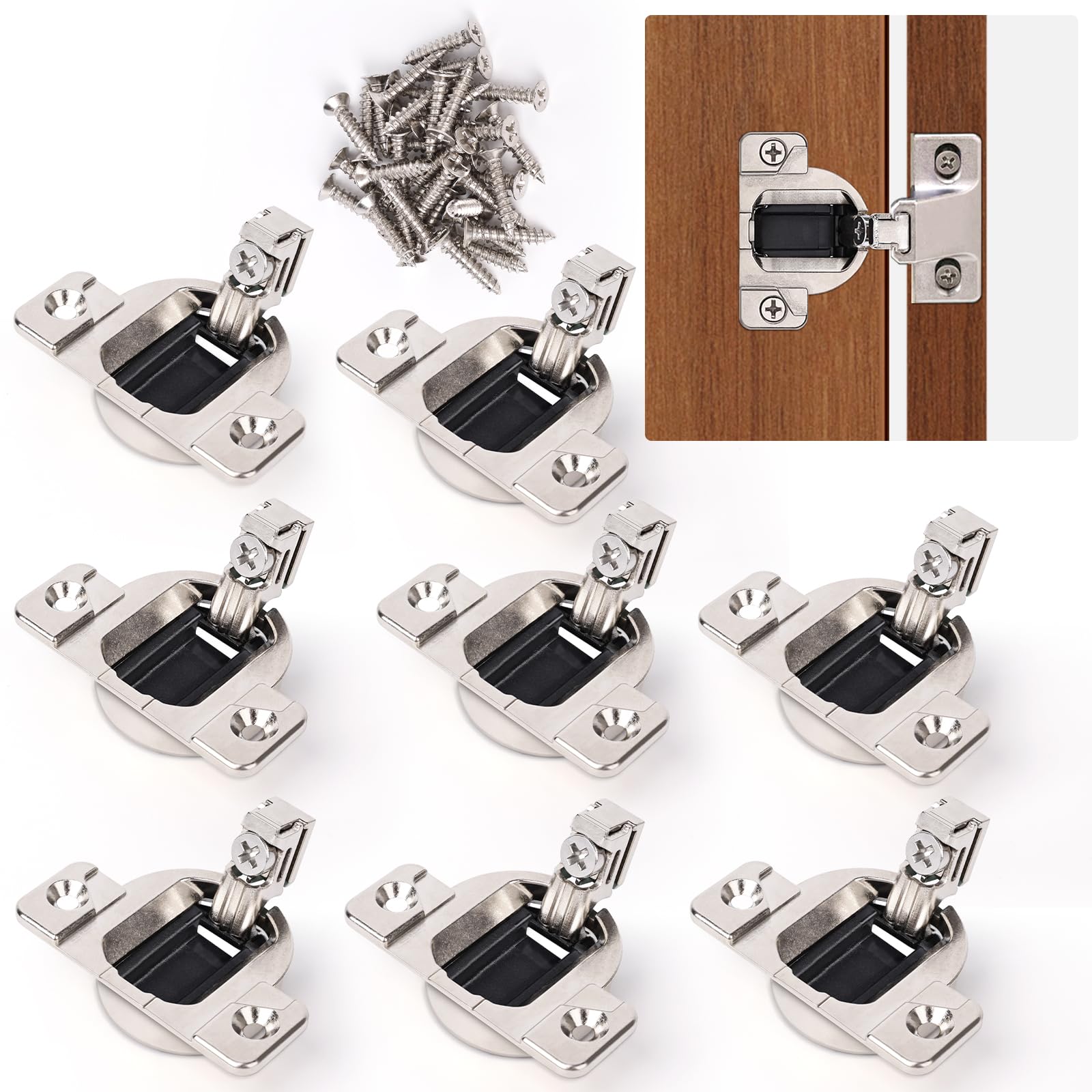 HomdMarket 8-pack 110° soft close hinges deliver quiet, smooth cabinet closures.