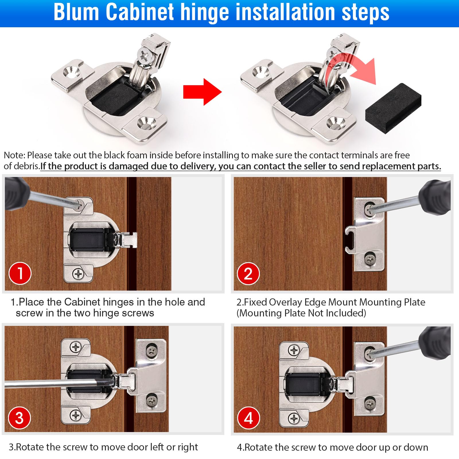 HomdMarket Blum-compatible hinges provide precise replacements for Blum 130-1100 series.