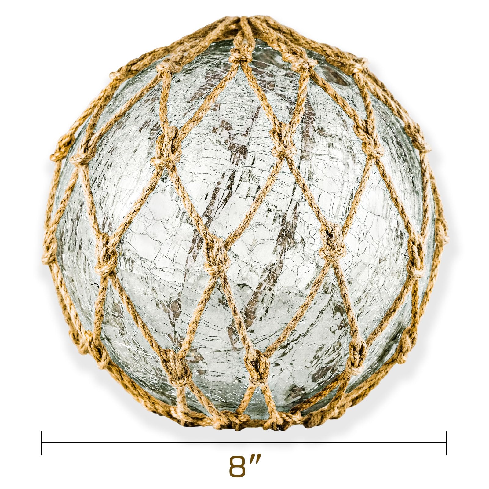 SailingStory nautical rope-wrapped glass ball creates soft, inviting light.