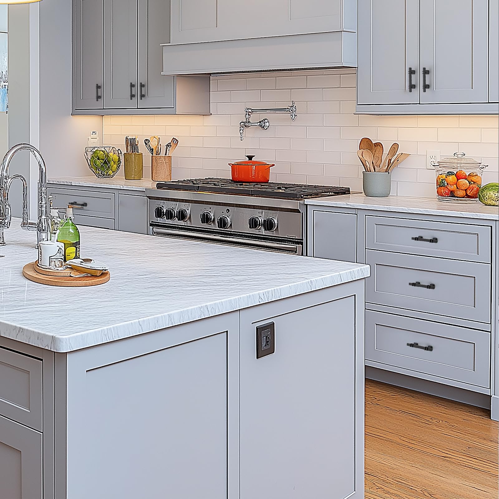HOME EDIT square pulls add modern style while protecting drawer fronts.