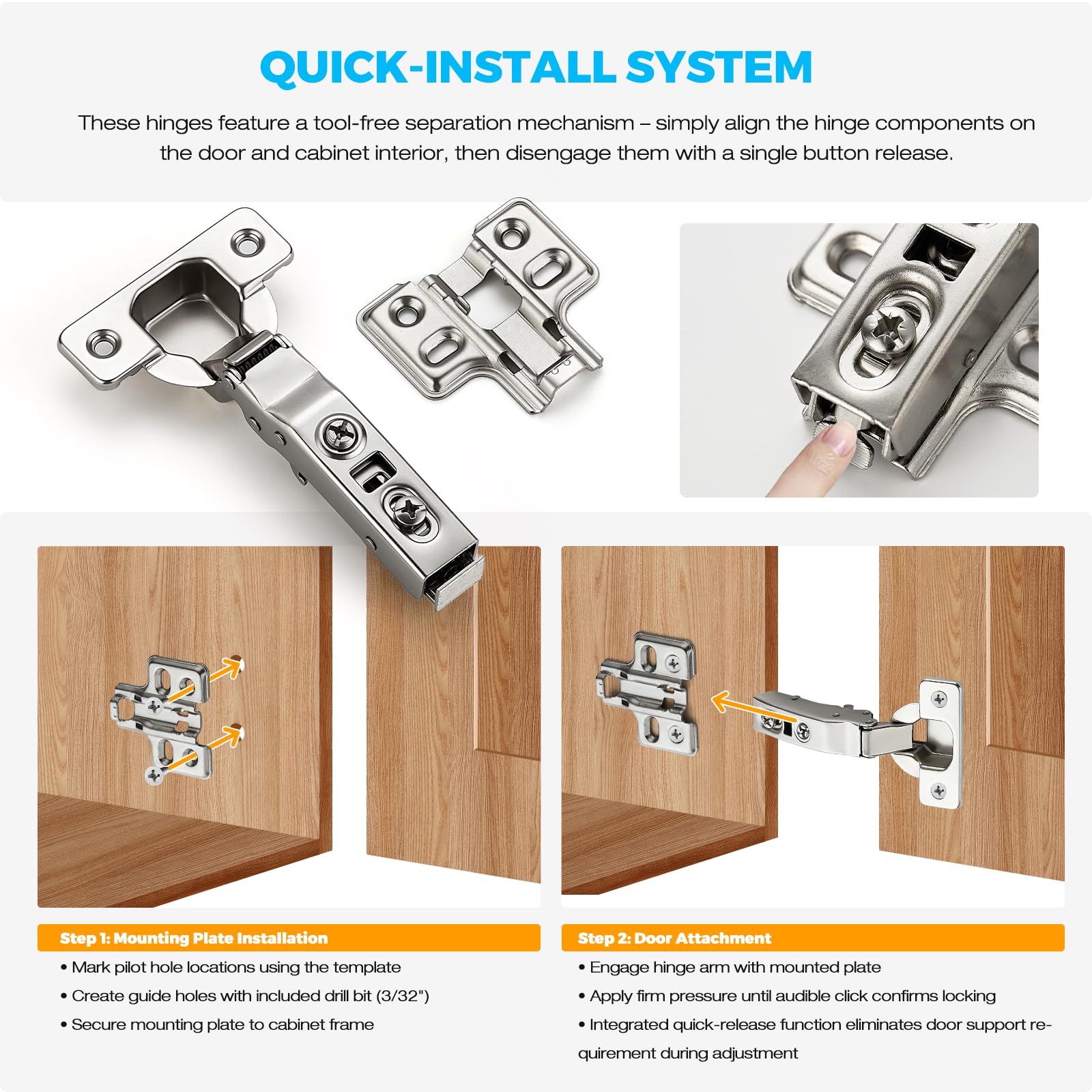HOME EDIT hinge adjustable within 8 mm range for precise alignment