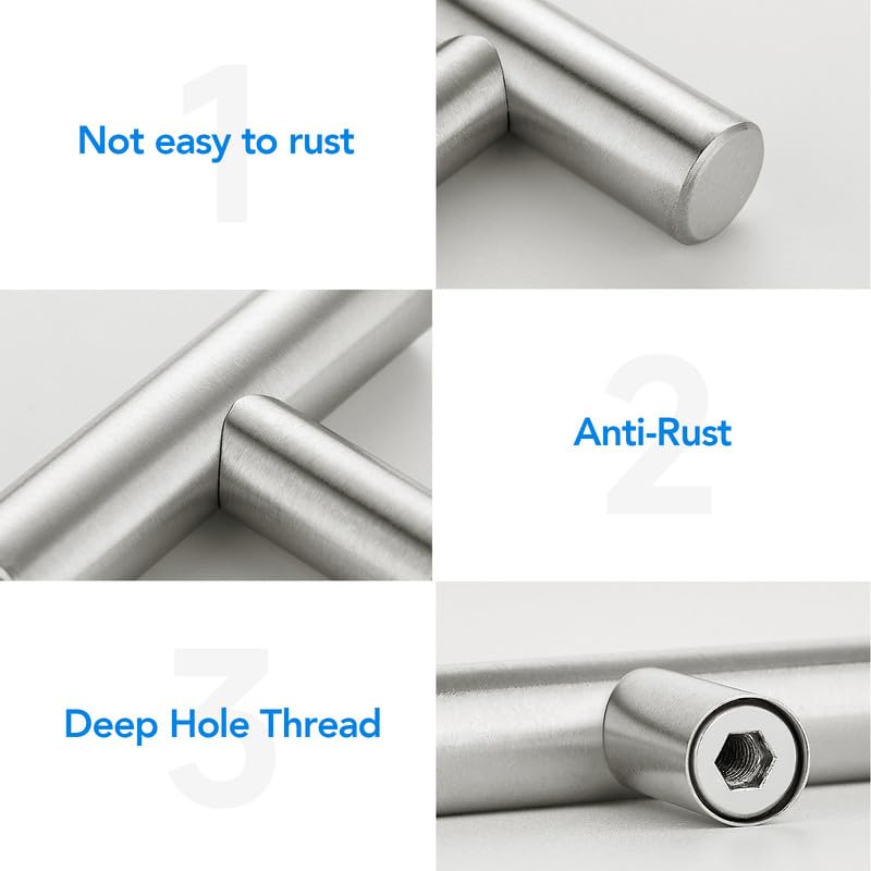 HOME EDIT brushed nickel bathroom cabinet handle showing moisture-friendly stainless steel finish.