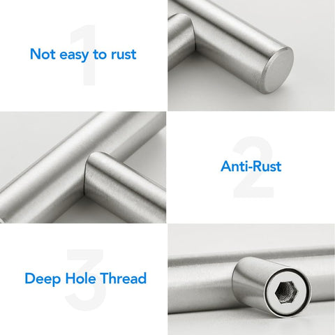 HOME EDIT brushed nickel bathroom cabinet handle showing moisture-friendly stainless steel finish.