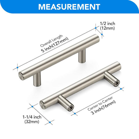 HOME EDIT brushed nickel drawer pull with 3-inch hole spacing for easy installation.