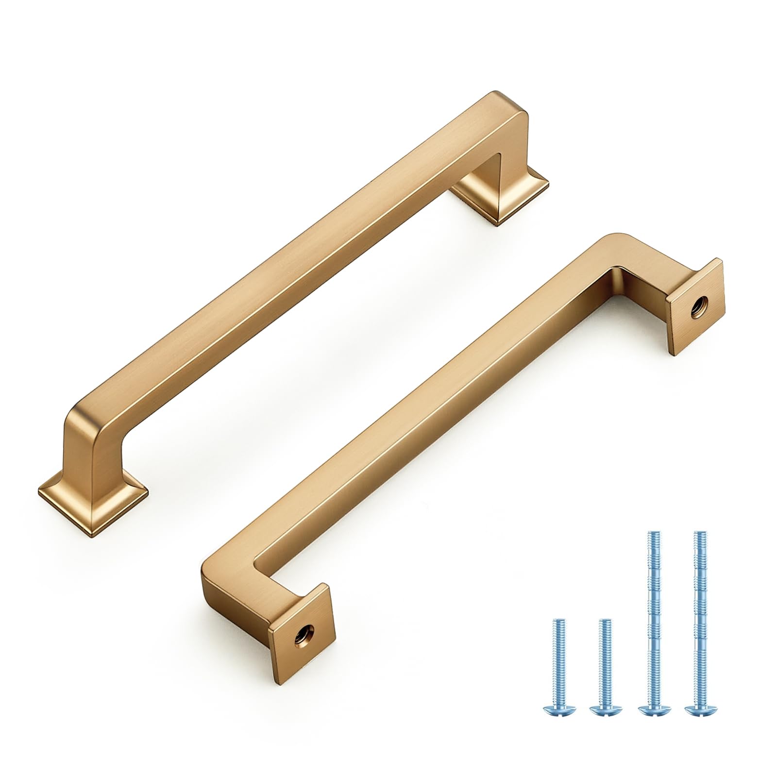 HOME EDIT champagne bronze handle arch closeup; refined kitchen cabinet style