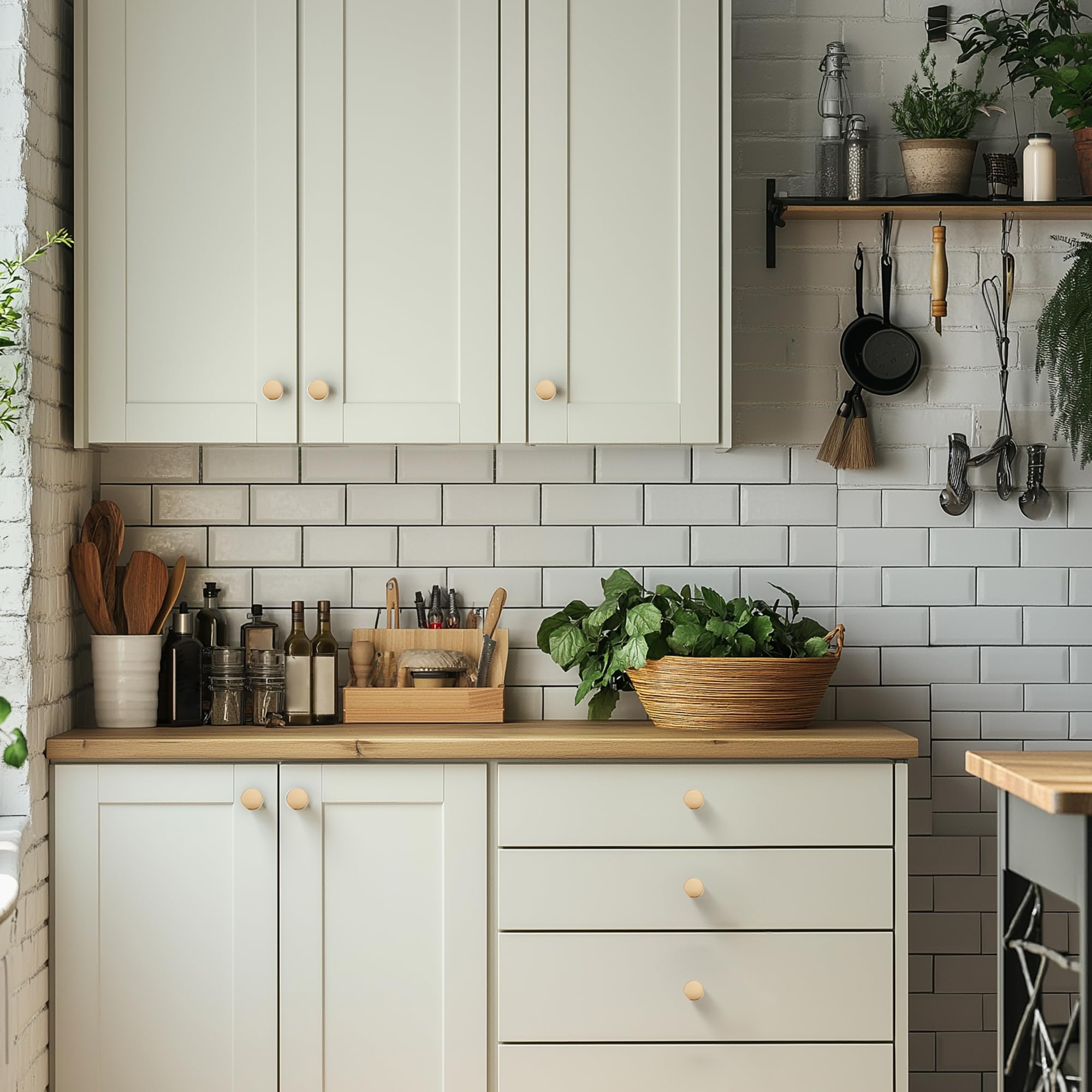 Home Edit champagne bronze knob round adds a soft glow to farmhouse-inspired spaces.
