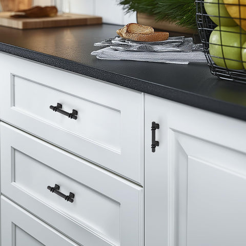 HOME EDIT electroplated black handles resist wear on high-traffic cabinets.