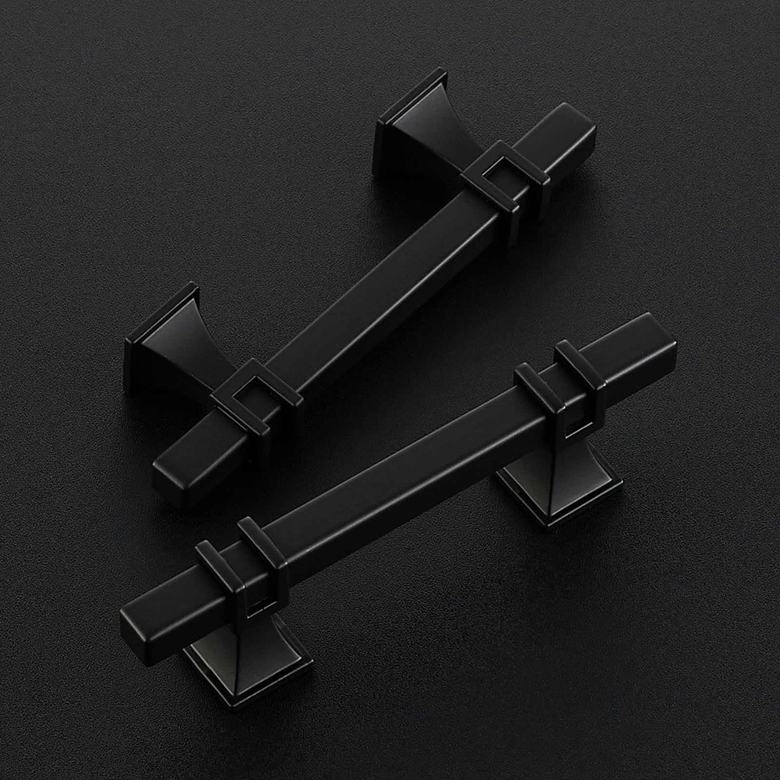 HOME EDIT 3-inch square pull complements contemporary kitchens with matte black tone.