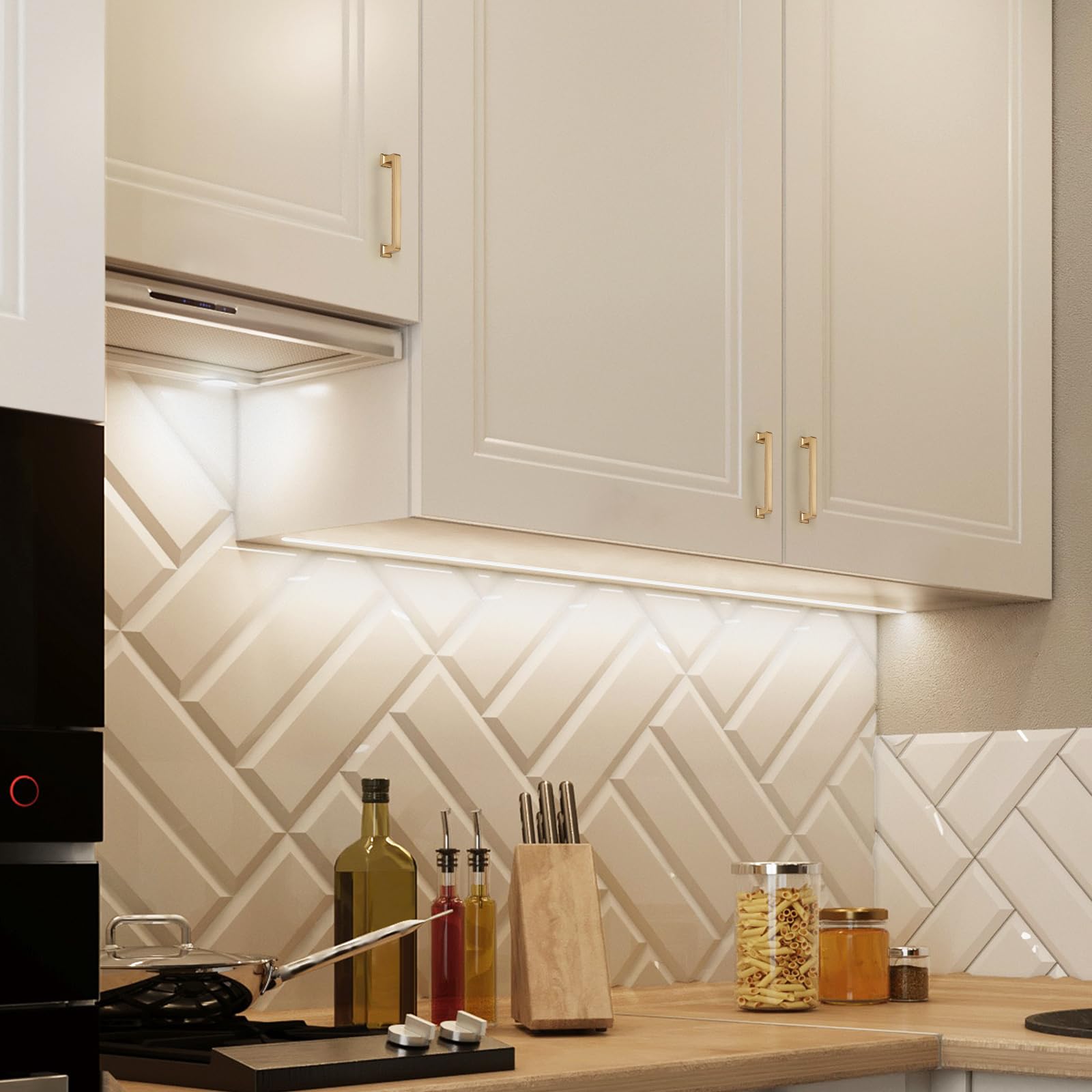 HOME EDIT modern kitchen-drawer with champagne bronze pulls for cohesive decor