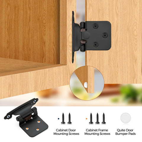 Home Expert half-inch overlay hinge offers flexible mounting options.