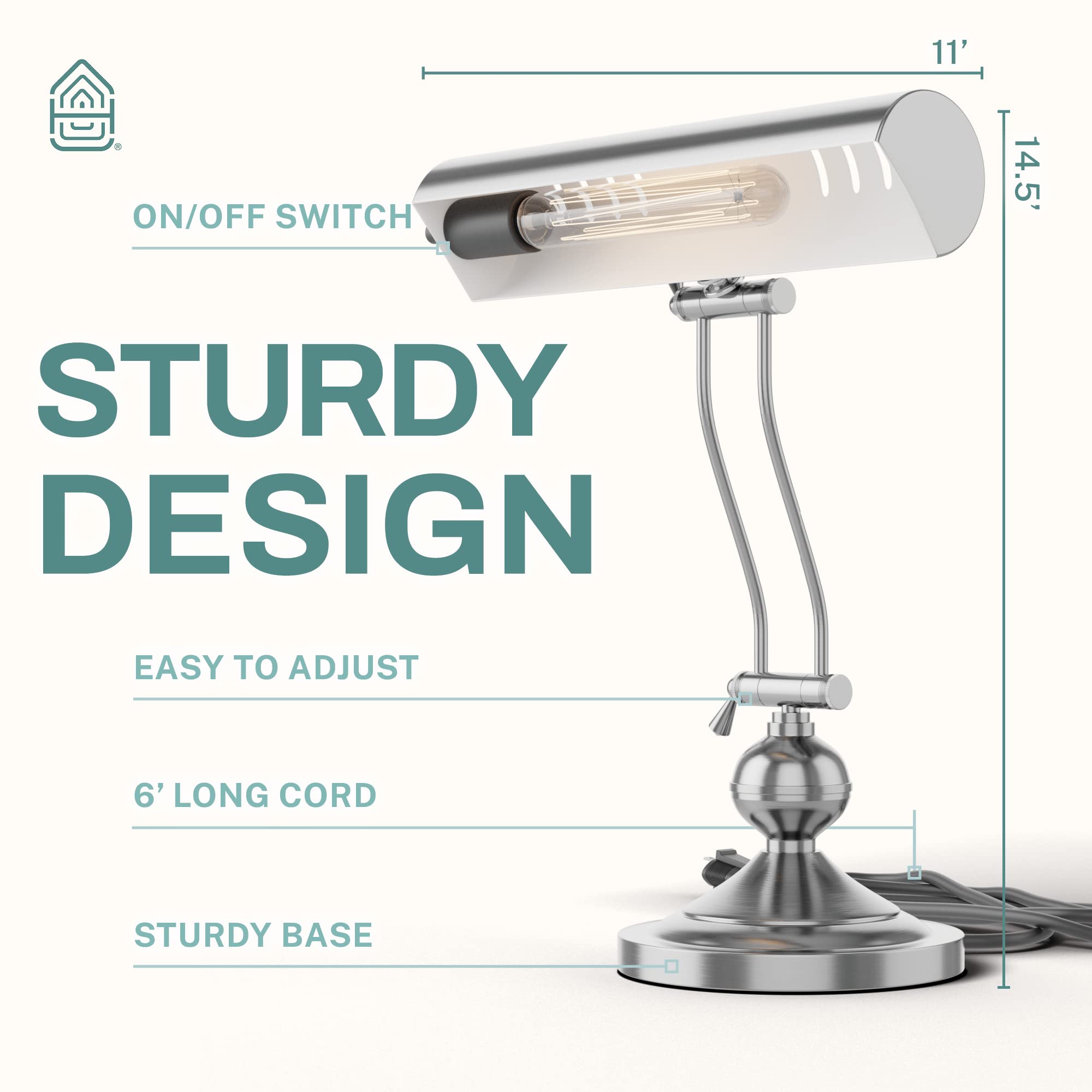 Home Intuition Classic Antique Leaning Piano Lamp LED compatible for energy efficiency.