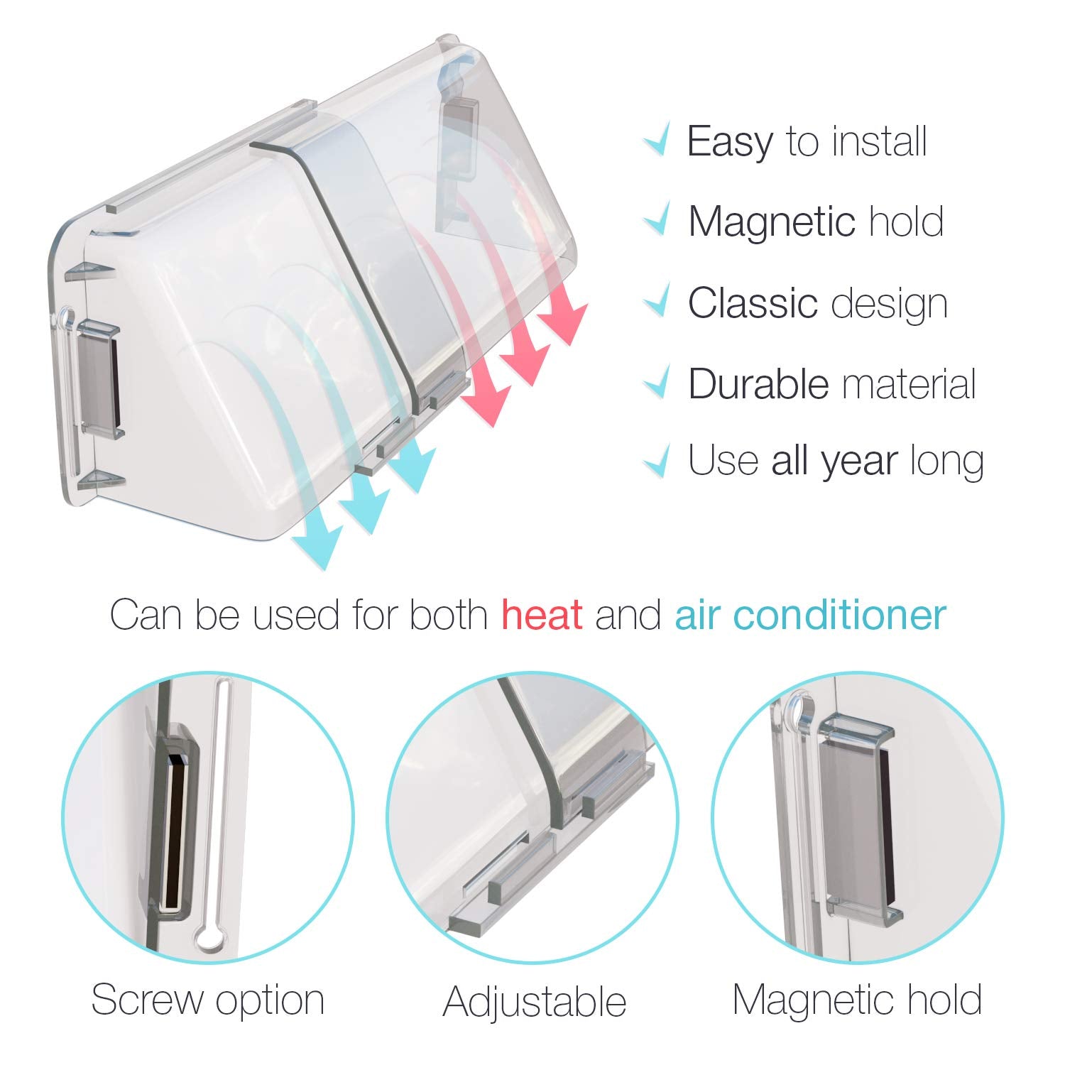 Home Intuition vent deflector low profile design blends with decor while redirecting airflow.