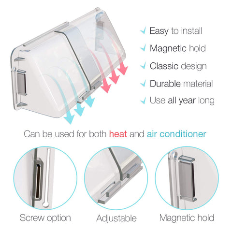 Home Intuition vent deflector low profile design blends with decor while redirecting airflow.