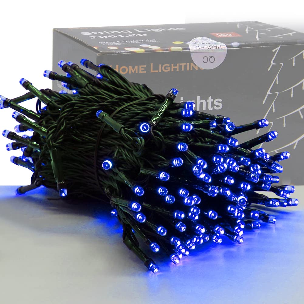 HOME LIGHTING blue LED string lights with 200 bulbs for versatile indoor or outdoor decor.