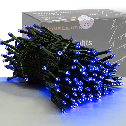 HOME LIGHTING blue LED string lights with 200 bulbs for versatile indoor or outdoor decor.