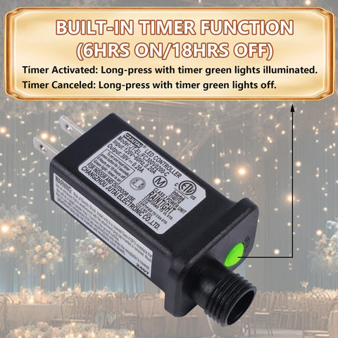 HOME LIGHTING US-standard plug and timer for easy daily setup.