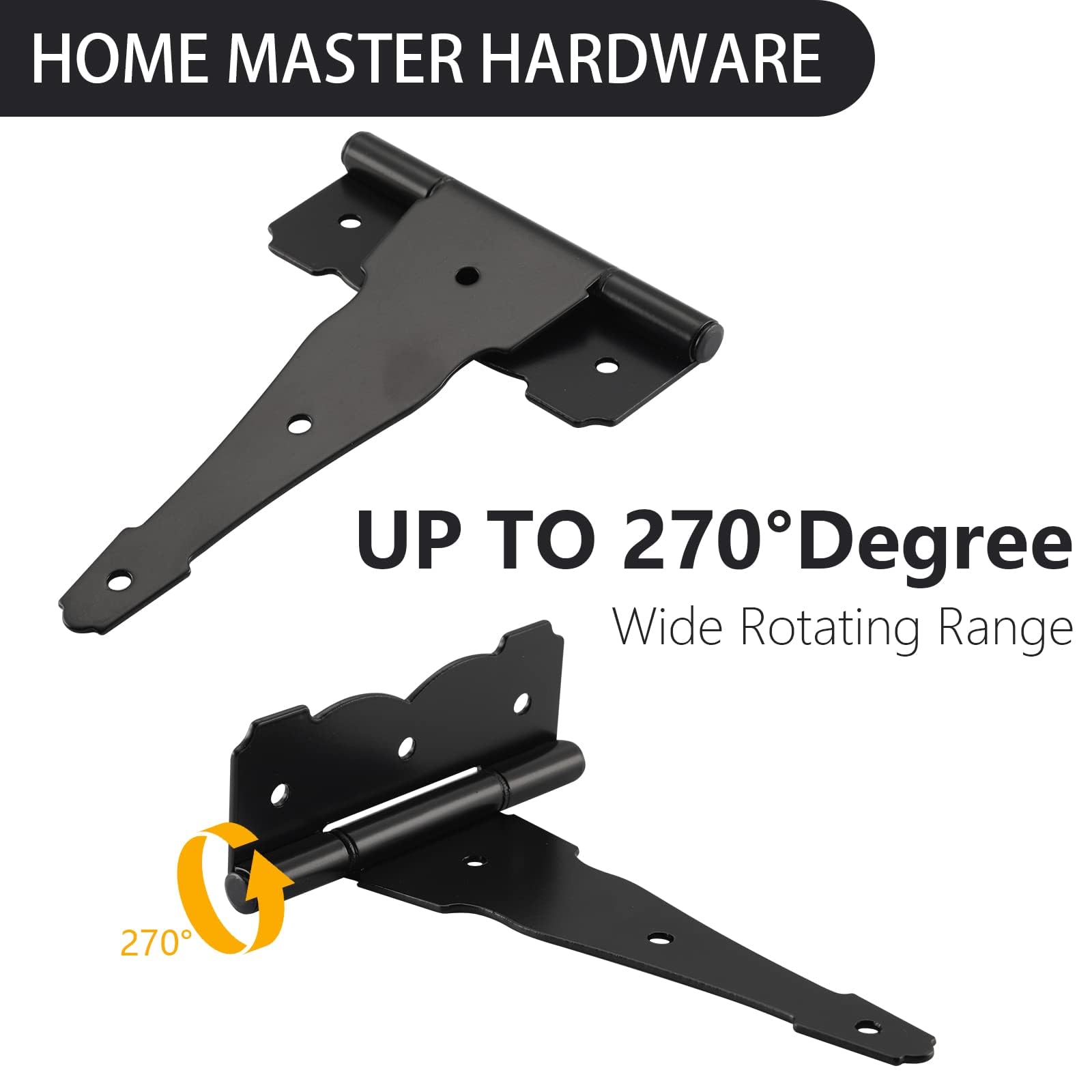 HOME MASTER HARDWARE 8-inch hinge allows 270-degree swing for versatile door or gate mounting