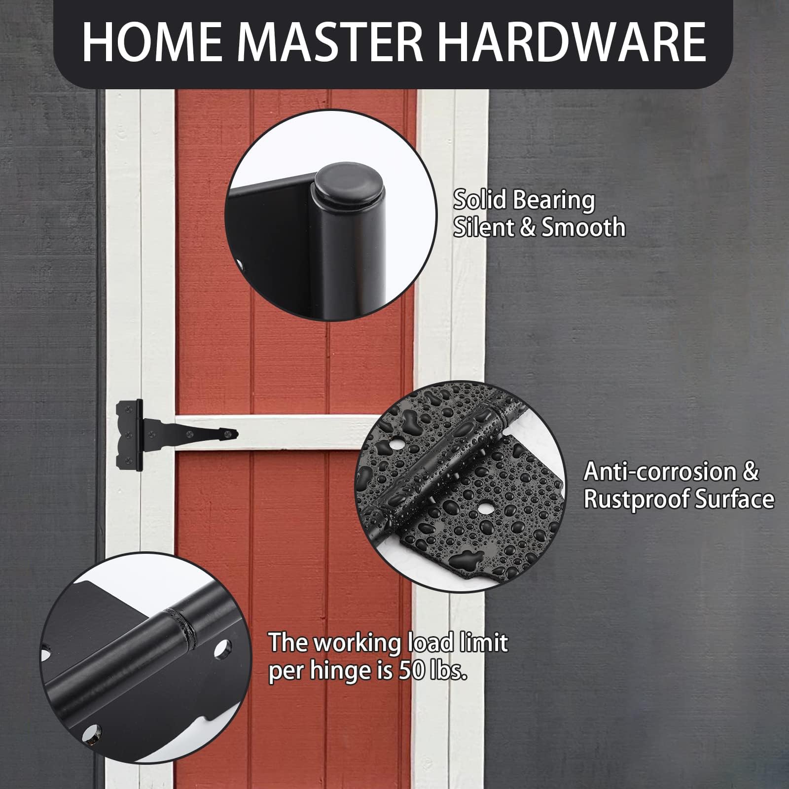 HOME MASTER HARDWARE 8-inch hinge with silent operation ensures smooth gate movement