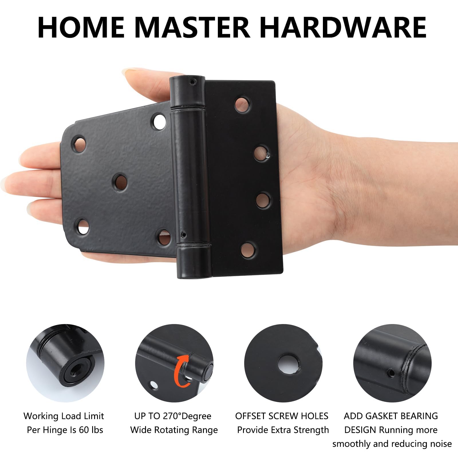 Home Master Hardware heavy-duty steel spring hinge provides reliable tension for gates.