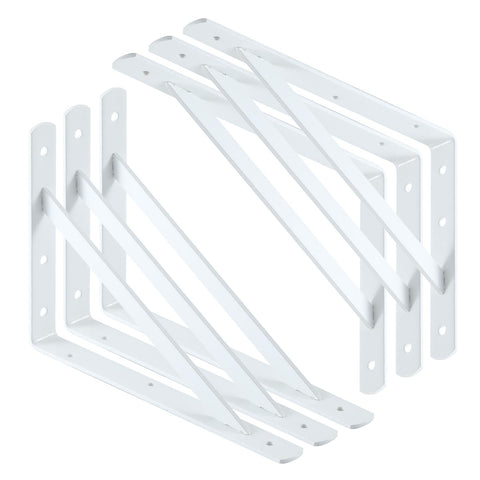 HOME MASTER HARDWARE heavy-duty shelf brackets close-up on welds and steel.