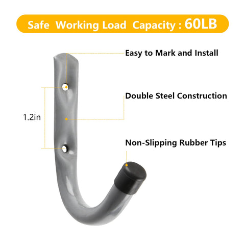 HOME MASTER HARDWARE heavy-duty steel hooks close-up highlight rubber tips for safe lifting.