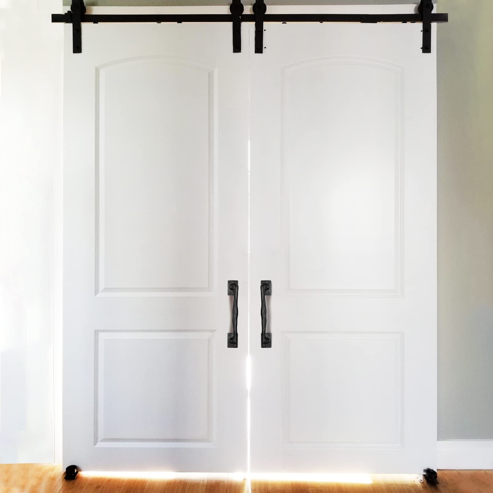 HOME MASTER HARDWARE sliding barn door pull set enhances easy access in tight spaces.