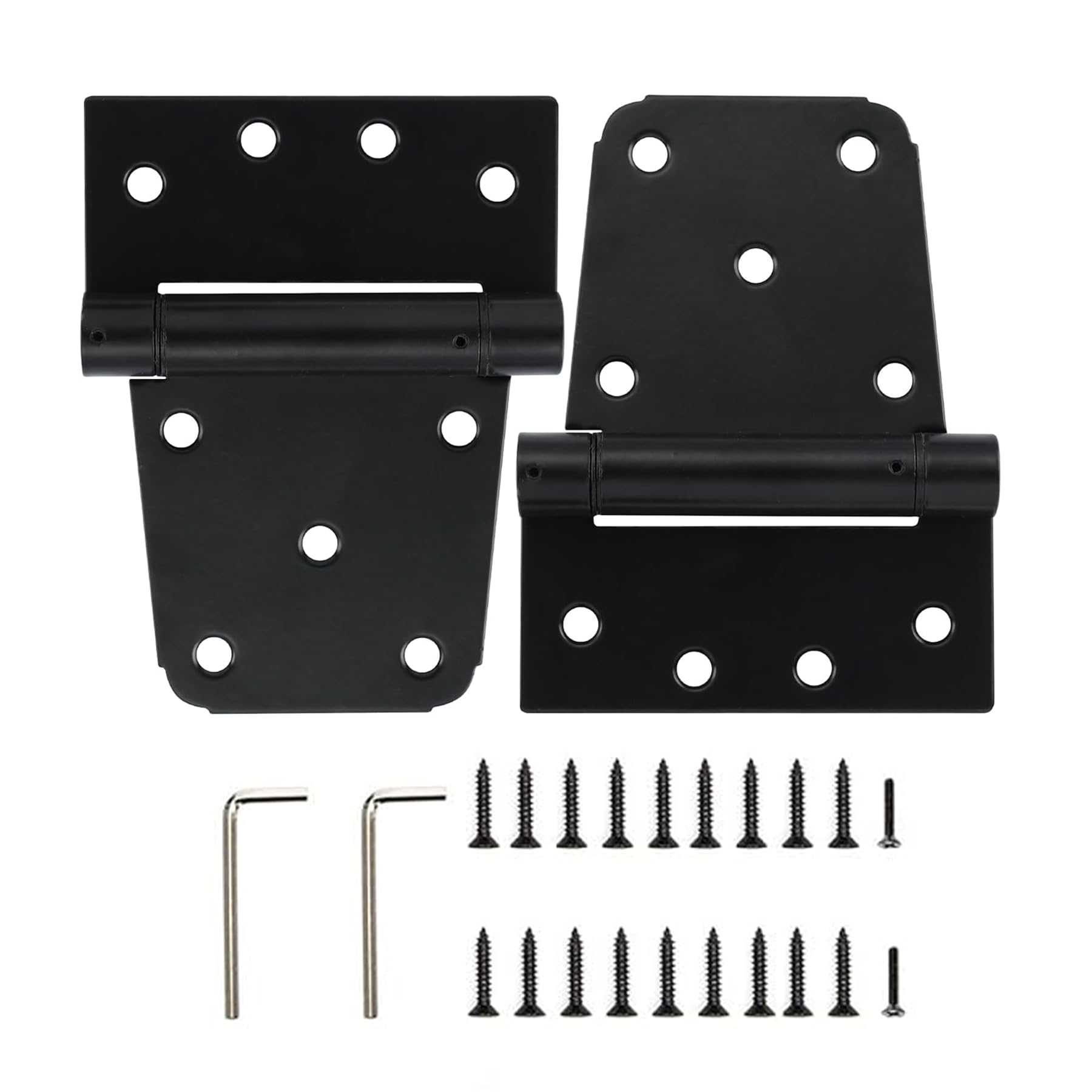HOME MASTER HARDWARE self-closing hinge close-up shows automatic closing for wooden fences
