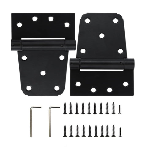 HOME MASTER HARDWARE self-closing hinge close-up shows automatic closing for wooden fences