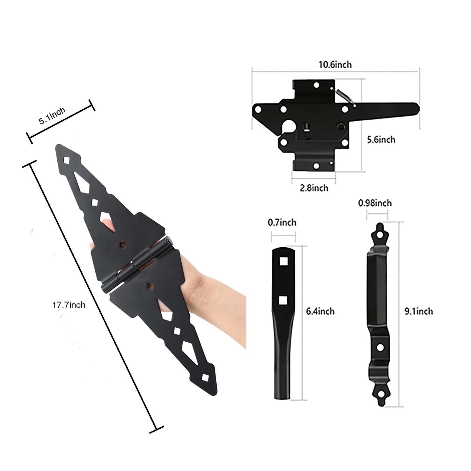 HOME MASTER HARDWARE wood gate hinge 8-inch decorative strap side view.