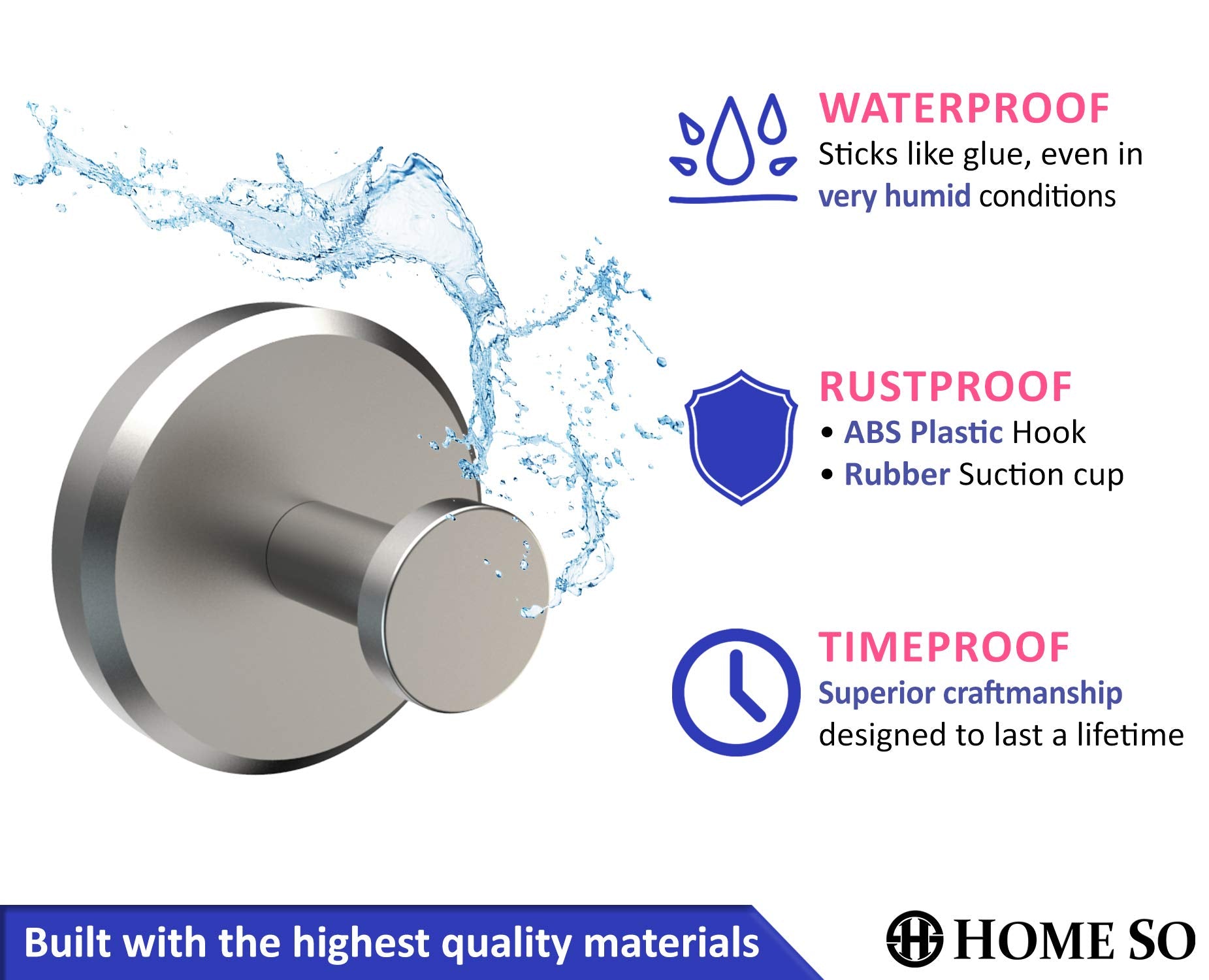 HOME SO suction cup hooks on mirror chrome showing sleek bathroom organization