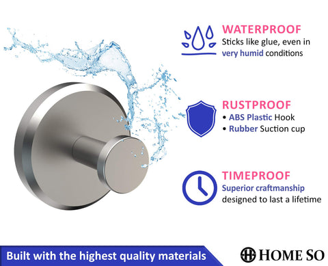 HOME SO suction cup hooks on mirror chrome showing sleek bathroom organization