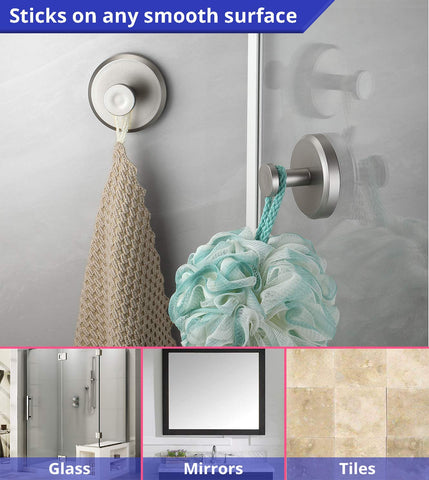 HOME SO suction cup hooks on glossy tile keeping towels neatly within reach